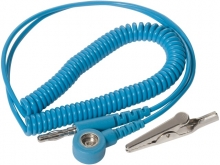 WARMBIER Coil cord, light blue, 2,4 m, 7 mm snap / banana p