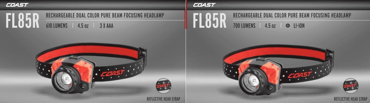 Coast FL85R Headlamp rechargeable front loaded LED  