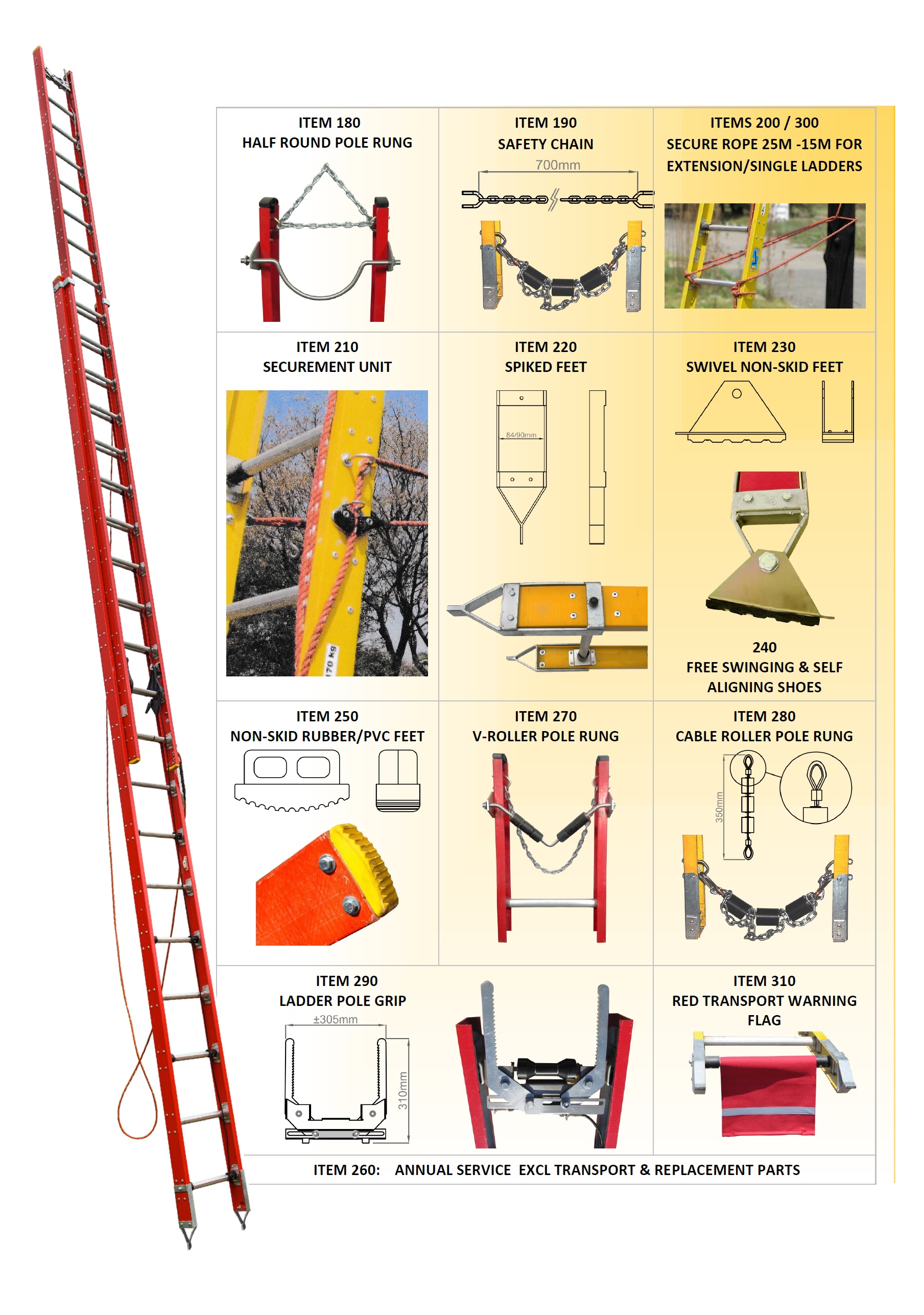 SAFTEC Fibreglass extension ladder ESKOM CONTRACT 4600055
