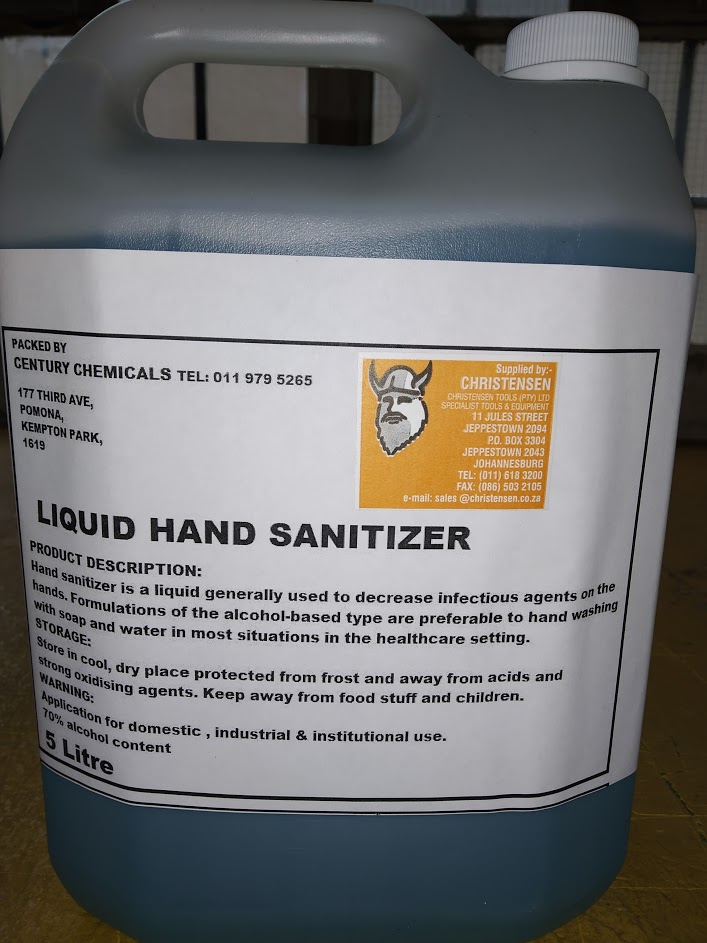 Christensen Alcohol based Liquid hand sanitiser 5 Litre liquid